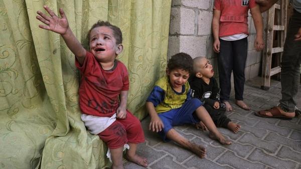 Injured child receiving treatment in Gaza